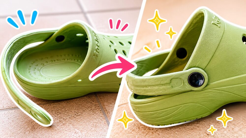 クロックス　留め具　100均　売ってる？　どこで買える？セリア　ダイソー　キャンドゥ　ワッツ　ストラップ　外れた　壊れた　代用品　リベット　体験談　ブログ　自分で修理　補修　